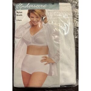 Underscore 3 Pack Womens Size 10 Nylon Briefs Panties White JCPenney NEW